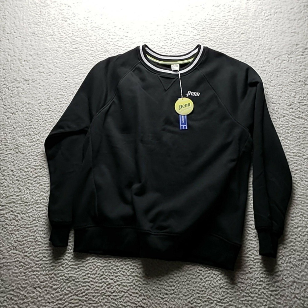 Penn Sweatshirt Mens XL Black Fleece Crewneck Court Warmers Tennis Pullover